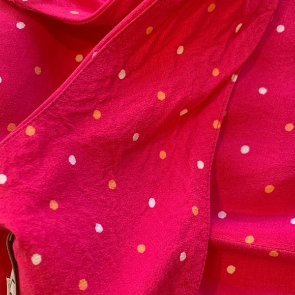 LOFT Polka Dot Bright Pink V-Neck Sleeveless Dress Women’s Large - Picture 6 of 9